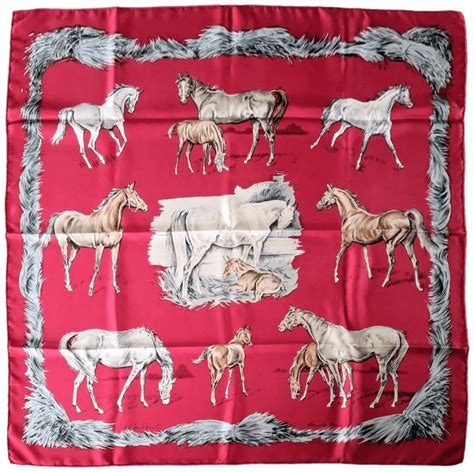 xavier de poret hermes|Les Poulains Hermes Scarf by Xavier de Poret 90 cm Silk Twill.